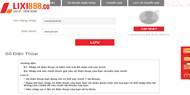 Cập nhật thông tin đăng ký