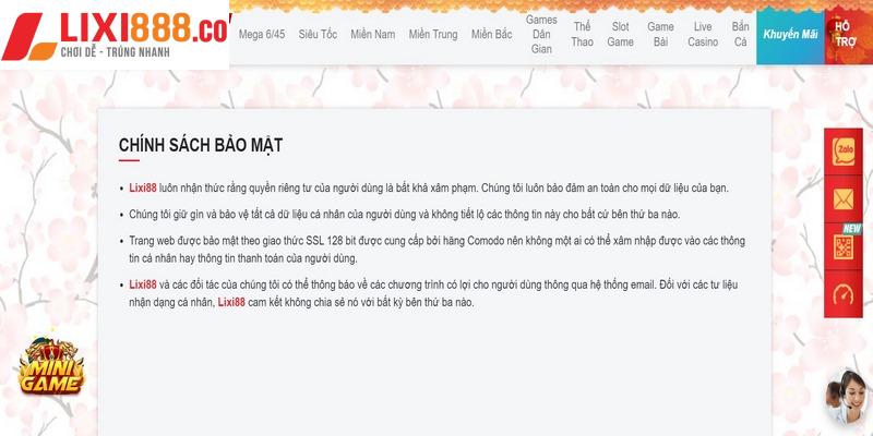 Thông tin về chính sách bảo mật nhà cái Lixi88