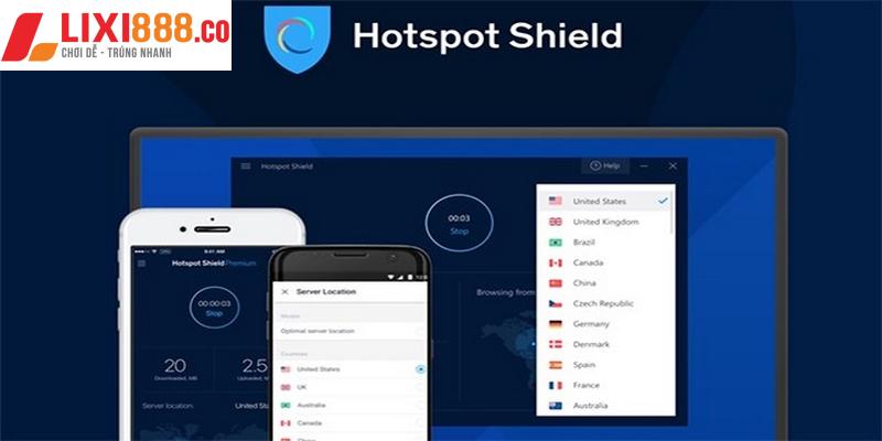 Sử dụng ứng dụng Hotspot Shield để truy cập Lixi88 bị chặn