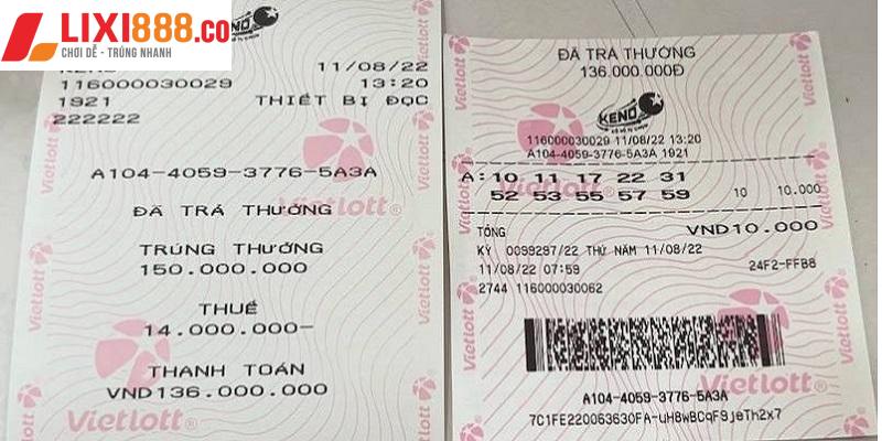 Cơ cấu giải thưởng keno 2 số